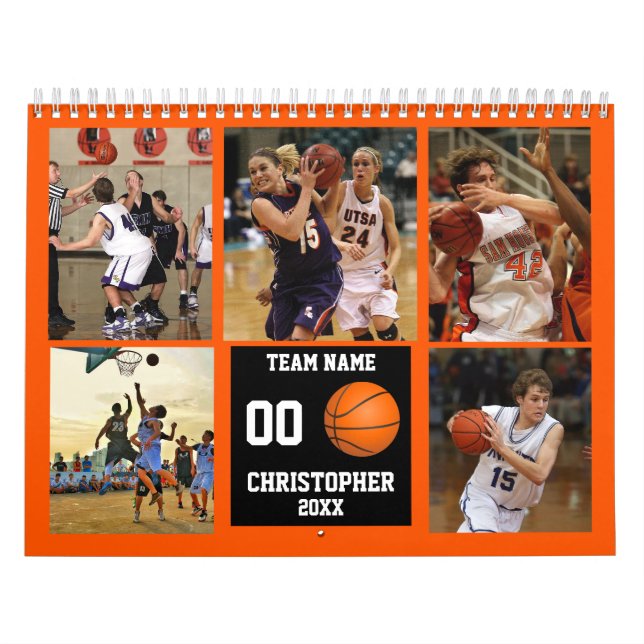 Basketball Photo Collage Personalized Calendar (Cover)