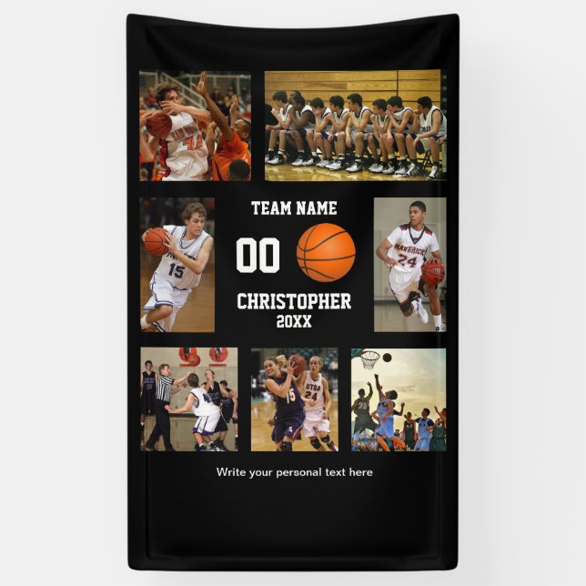 Basketball Photo Collage Player Personalized  Banner (Vertical)