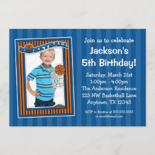 Basketball photo Invitations bleues de la fête d'a
