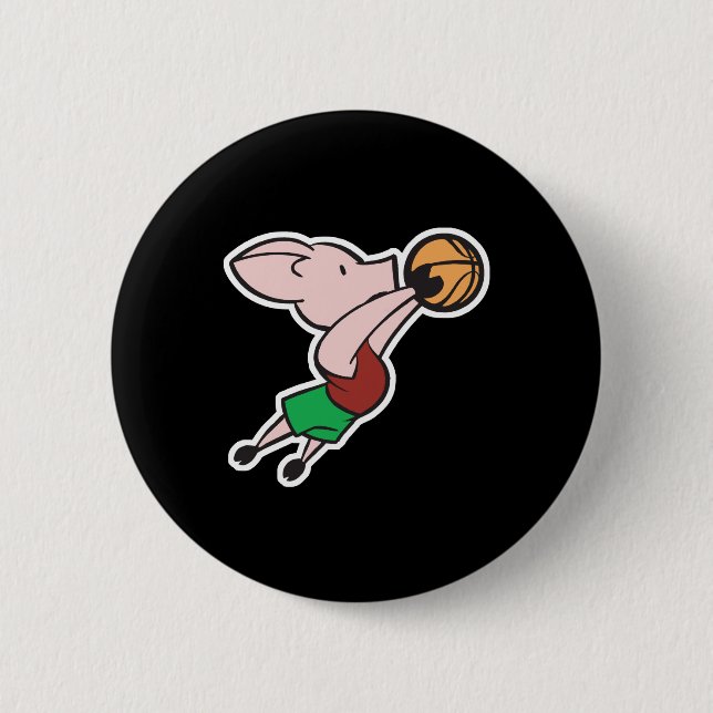 basketball pig 2 inch round button (Front)