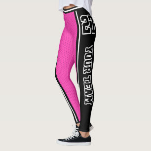 Basketball Pink White Wide Striped Varsity Sports Leggings