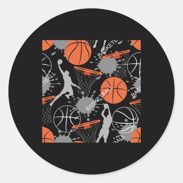 Basketball Play Pattern  Classic Round Sticker (Front)