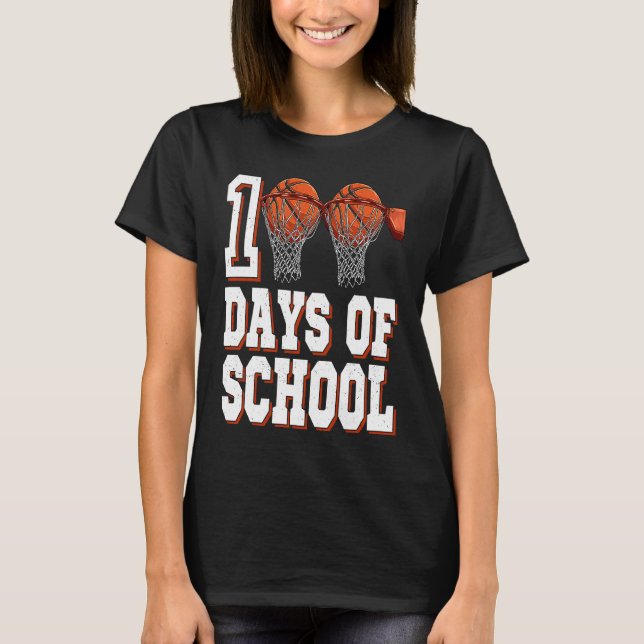 Basketball Player 100 Days Of School Student Boys  T-Shirt (Front)