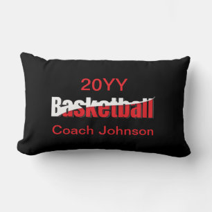 Basketball Player Abstract Swish - Word Art Lumbar Pillow