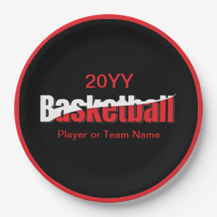 Basketball Player Abstract Swish - Word Art Paper Plate