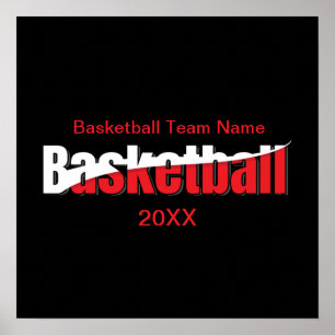 Basketball Player Abstract Swish - Word Art Poster