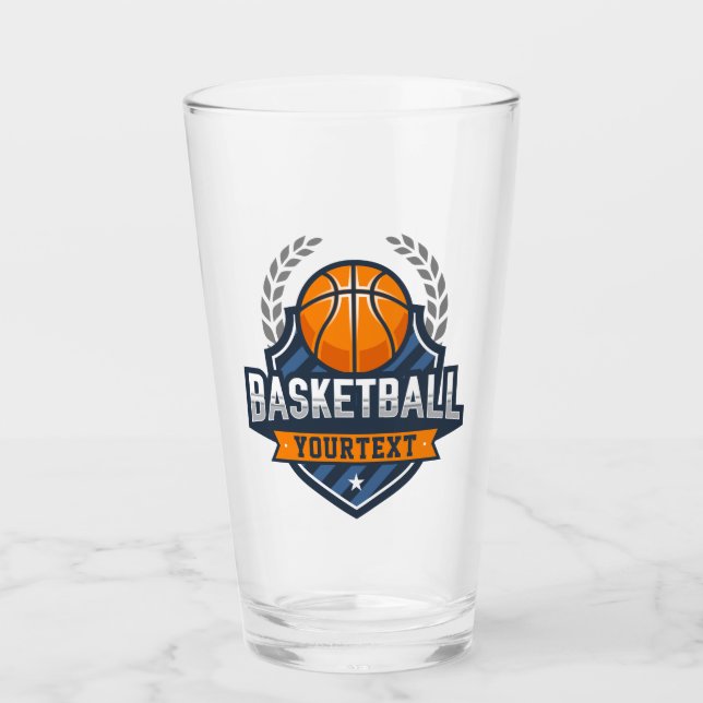 Basketball Player ADD NAME Varsity School Team Glass (Front)