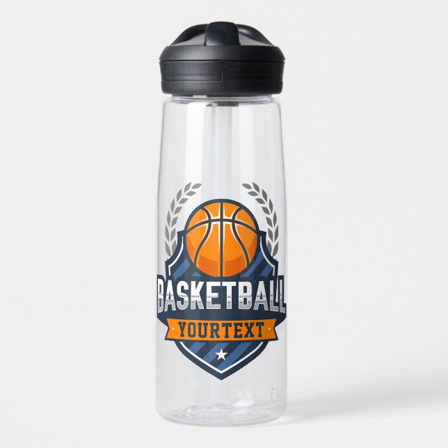 Basketball Player ADD NAME Varsity School Team Water Bottle (Front)