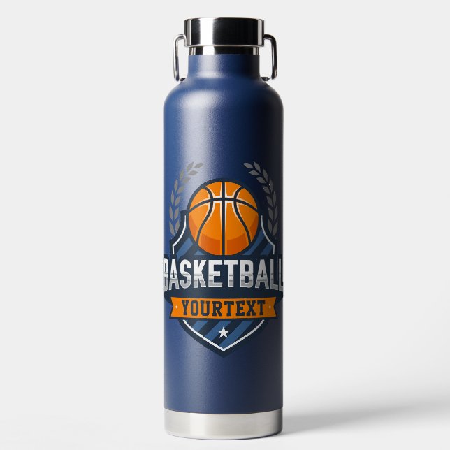 Basketball Player ADD NAME Varsity School Team Water Bottle (Front)