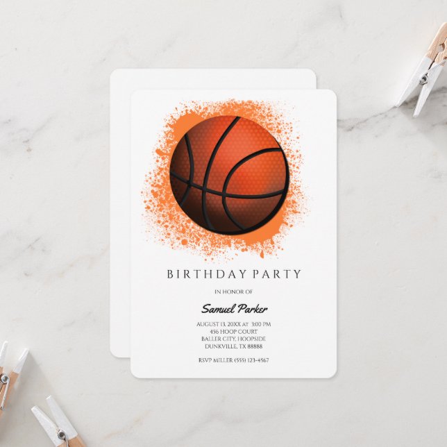 Basketball Player Bachelor / Birthday Party Sports Invitation (Front/Back In Situ)