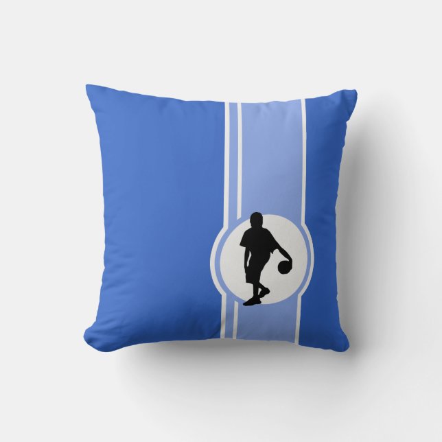 Basketball Player; Blue Throw Pillow (Front)