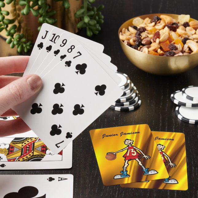Basketball Player Caricature and ball Personalize Playing Cards (In Situ)