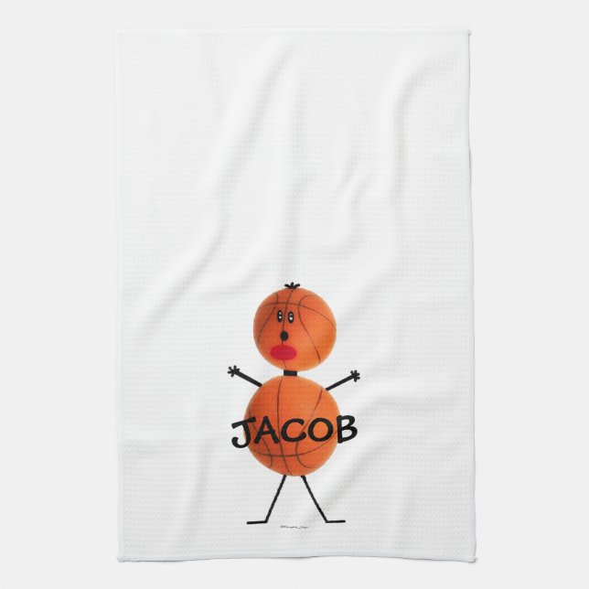 Basketball Player Cartoon Kitchen Towel (Vertical)
