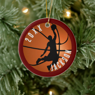 Basketball Player Christmas Ceramic Ornament