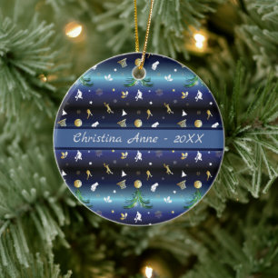 Basketball Player Christmas Tree Ceramic Ornament