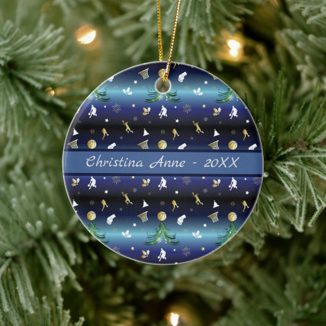 Basketball Player Christmas Tree Ceramic Ornament (Tree)