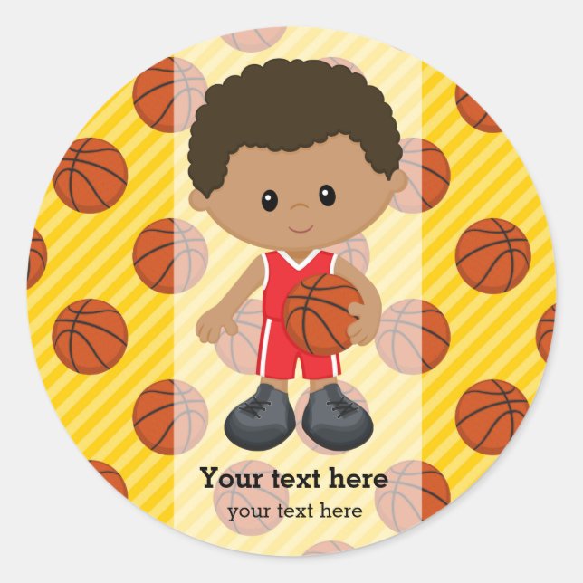 Basketball player classic round sticker (Front)