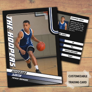 Basketball Player Custom Black Trading Card Blue