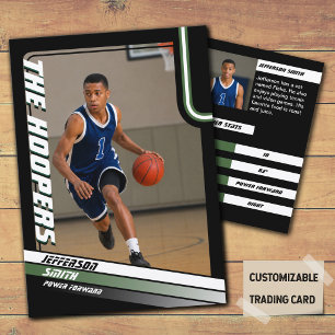 Basketball Player Custom Black Trading Card Green