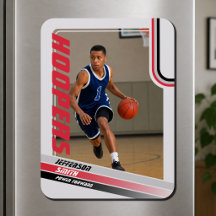 Basketball Player Custom Grey Red Photo Magnet