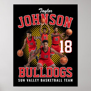 Basketball Player Custom Photo Retro Bootleg Red Poster