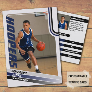Basketball Player Custom Trading Card Black Blue
