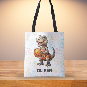 Basketball Player Cute Dinosaur Tote Bag