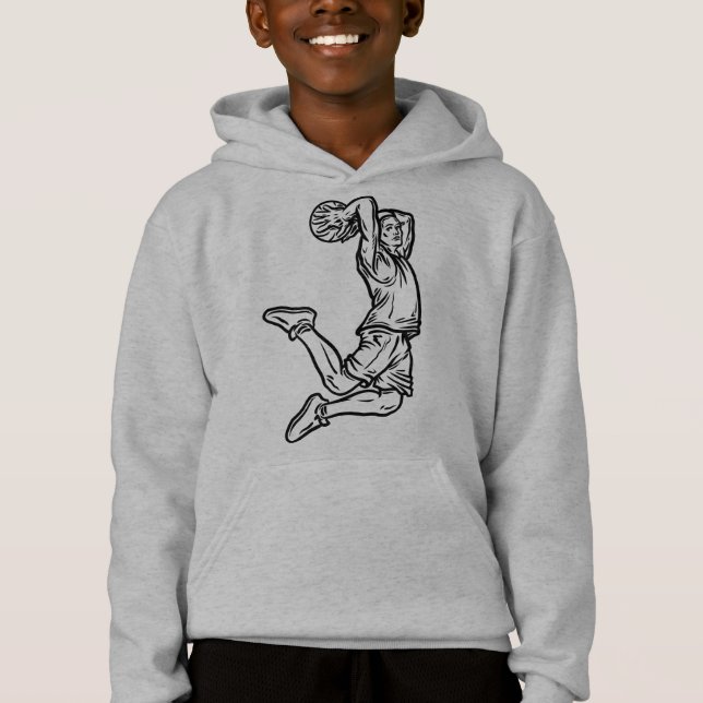 Basketball Player Doing Slam Dunk Dark Design (Front)