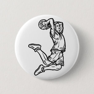 Basketball Player Doing Slam Dunk Dark Design 2 Inch Round Button