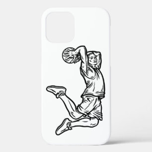 Basketball Player Doing Slam Dunk Dark Design iPhone 12 Pro Case