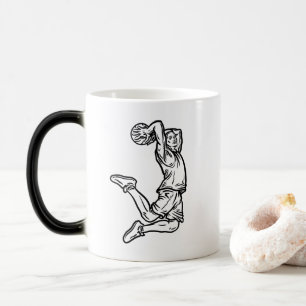 Basketball Player Doing Slam Dunk Dark Design Magic Mug