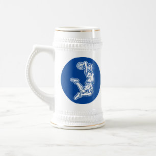 Basketball Player Doing Slam Dunk Light Design Beer Stein