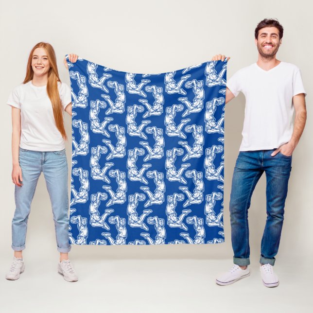 Basketball Player Doing Slam Dunk Light Design Fleece Blanket (In Situ)