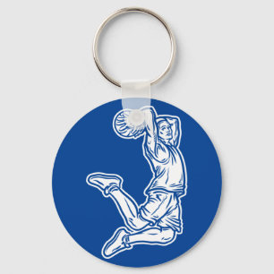 Basketball Player Doing Slam Dunk Light Design Keychain