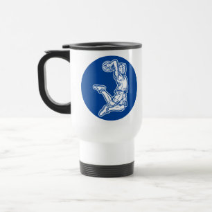 Basketball Player Doing Slam Dunk Light Design Travel Mug