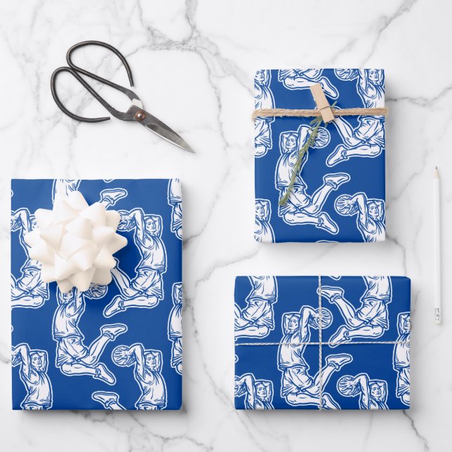 Basketball Player Doing Slam Dunk Light Design Wrapping Paper Sheet (Front)
