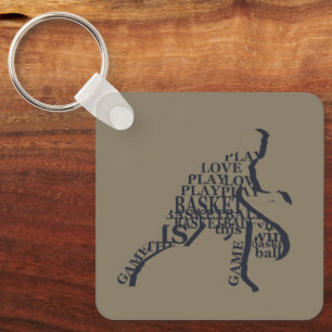 Basketball player dribbling keychain