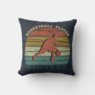 Basketball player dribbling throw pillow