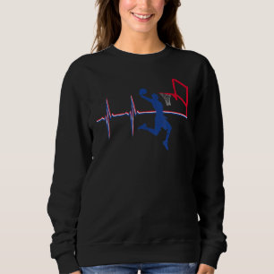 Basketball Player Dunk Heartbeat Bball Hoops Sport Sweatshirt