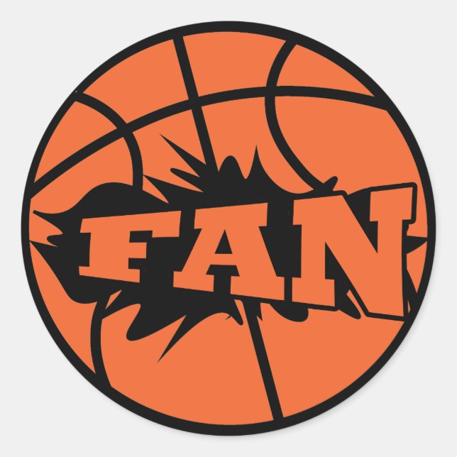 Basketball player fan orange ball classic round sticker (Front)