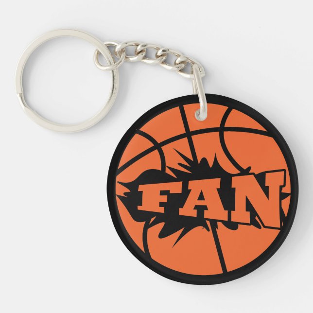 Basketball player fan orange ball keychain (Front)