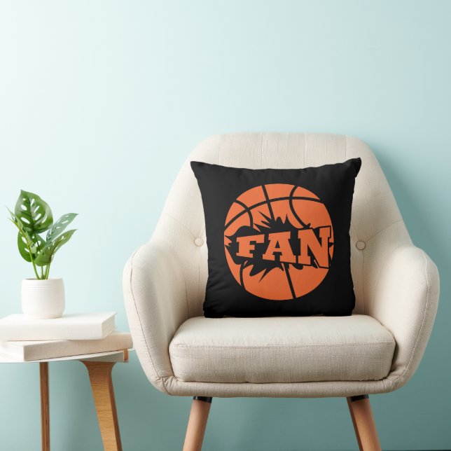 Basketball player fan orange ball throw pillow (Chair)
