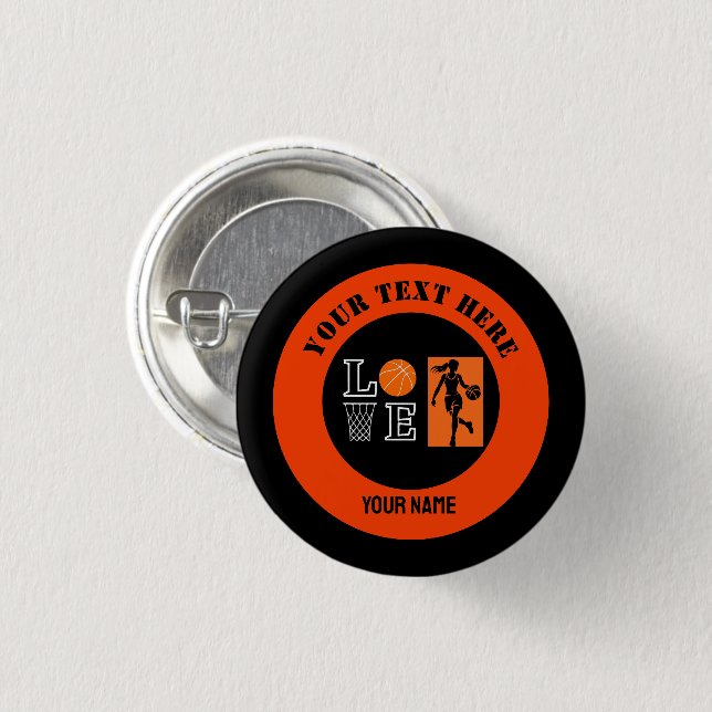 Basketball Player Girl, Basketball Girl  Birthday 1 Inch Round Button (Front & Back)