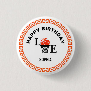 Basketball Player Girl, Basketball Girl Birthday 1 Inch Round Button