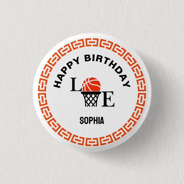 Basketball Player Girl, Basketball Girl  Birthday 1 Inch Round Button (Front)