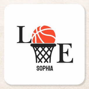 Basketball Player Girl, Basketball Girl  Birthday Square Paper Coaster