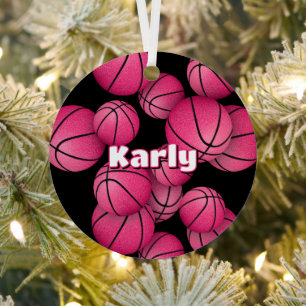 basketball player girls name commemorative year metal ornament