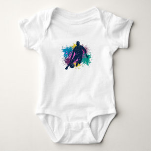 Basketball Player Grungy Colour Splashes Baby Bodysuit