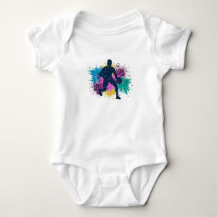 Basketball Player Grungy Colour Splashes Baby Bodysuit