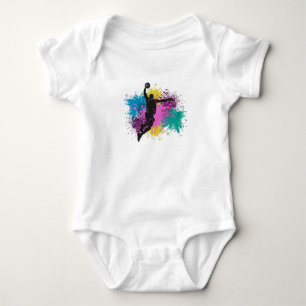Basketball Player Grungy Colour Splashes Baby Bodysuit